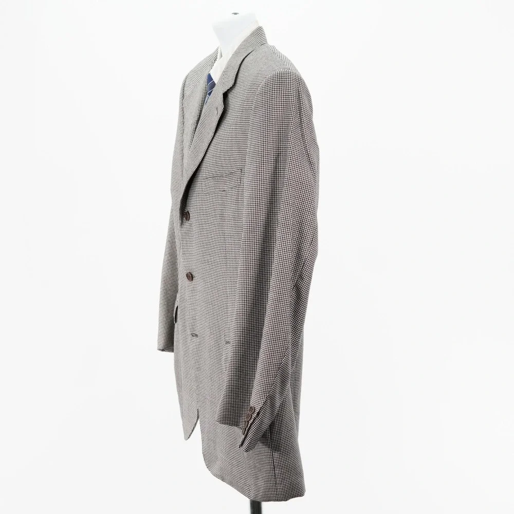 Canali Silk Wool White Black Houndstooth Sport Coat 44L